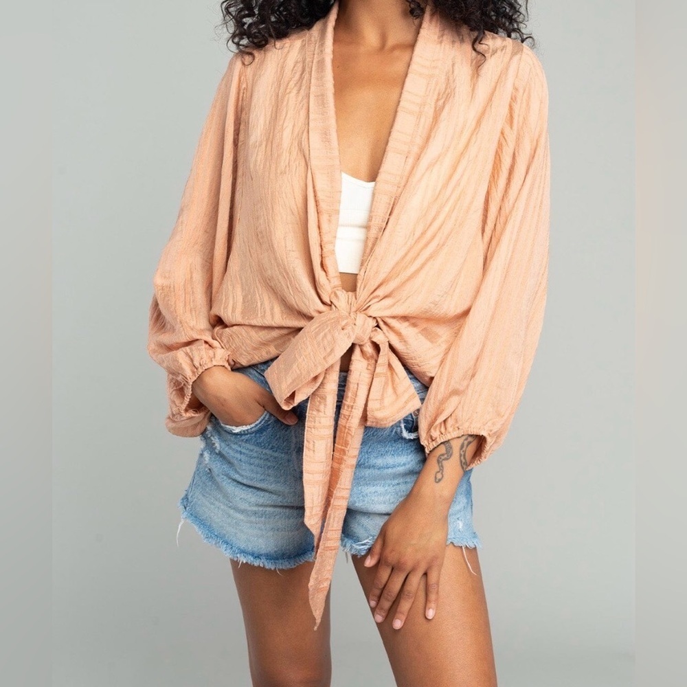 American Eagle Women's Tan Tie-Front Top/Cardigan XS